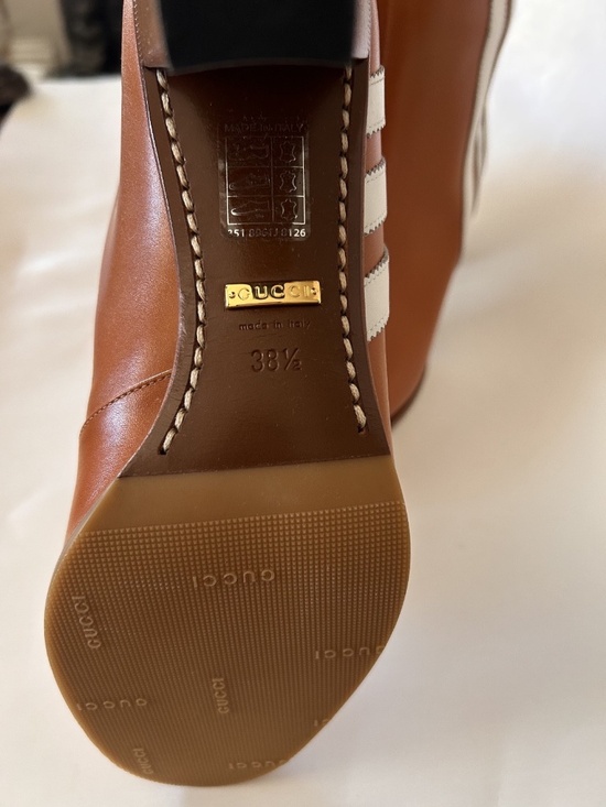 GUCCI x Adidas Brown Leather 73Mm Knee High Stripe Boots Size 8.5(US) NIB 715584 - Picture 8 of 10